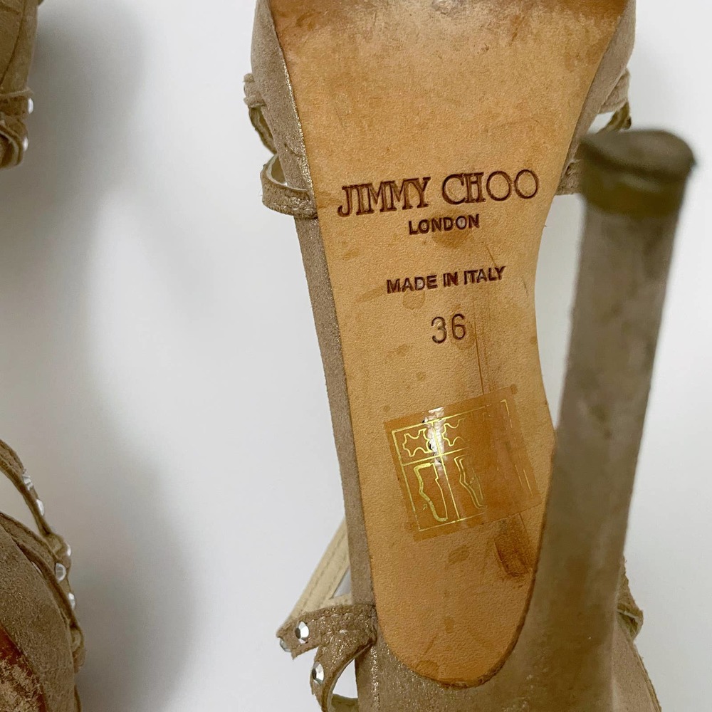 Jimmy Choo Gold Strappy Heels - Picture 9 of 10